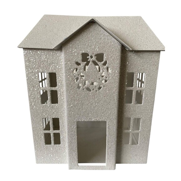 White Barn Co Bath & Body Works Glitter House Luminary Candle Holder Large Small - Picture 2 of 11